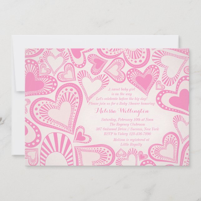 Invitación rosa de Heart Montage (Anverso)