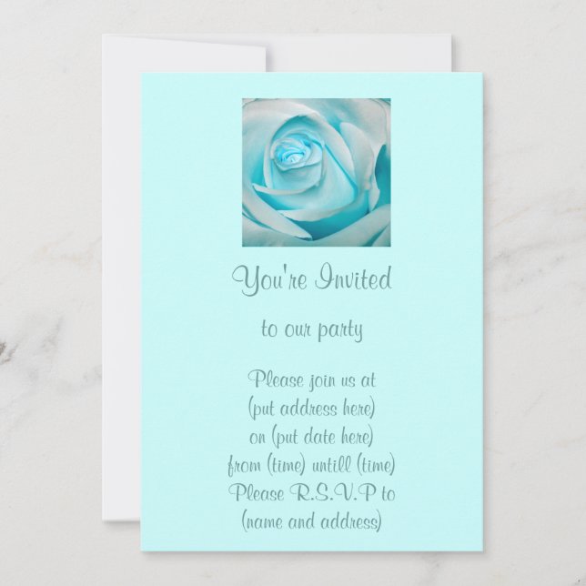 Invitación Rosa de hielo turquesa (Anverso)