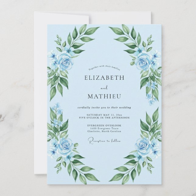 Invitación Rosa de hoja de aciano Boda (Anverso)