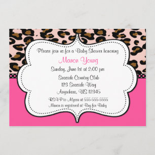 Invitación rosa de impresión de leopardo