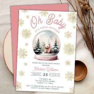 Invitación Rosa de invierno hace frío fuera del bosque Baby S