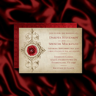 Invitación Rosa de joyas   Grunge de Gema Rojo de Crimson Vin