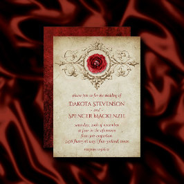 Invitación Rosa de joyas | Grunge de Gema Rojo de Crimson Vin