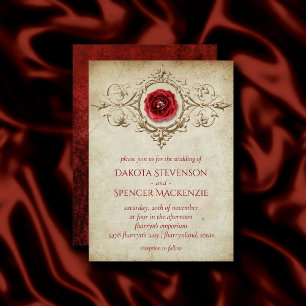 Invitación Rosa de joyas   Grunge de Gema Rojo de Crimson Vin