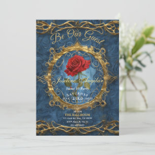 Invitación Rosa de La Bella y la Bestia personalizable foto d
