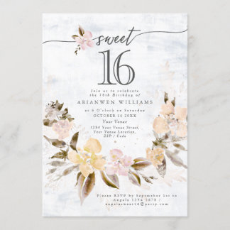 Invitación rosa de la caída del ramo dorado 16