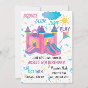 Invitación Rosa de la casa de rebote