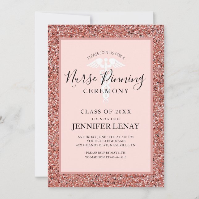 Invitación Rosa  de la Ceremonia de Emprendimiento de Enferme (Anverso)