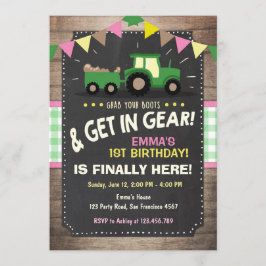 Invitación Rosa de la chica marchosa de la granja de la