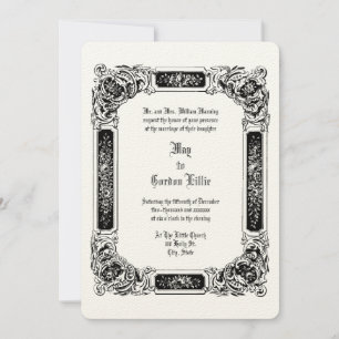Invitación Rosa de la época victoriana 1850 florece Boda fron