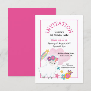 Invitación Rosa de la fiesta de cumpleaños de niño pequeño Cu