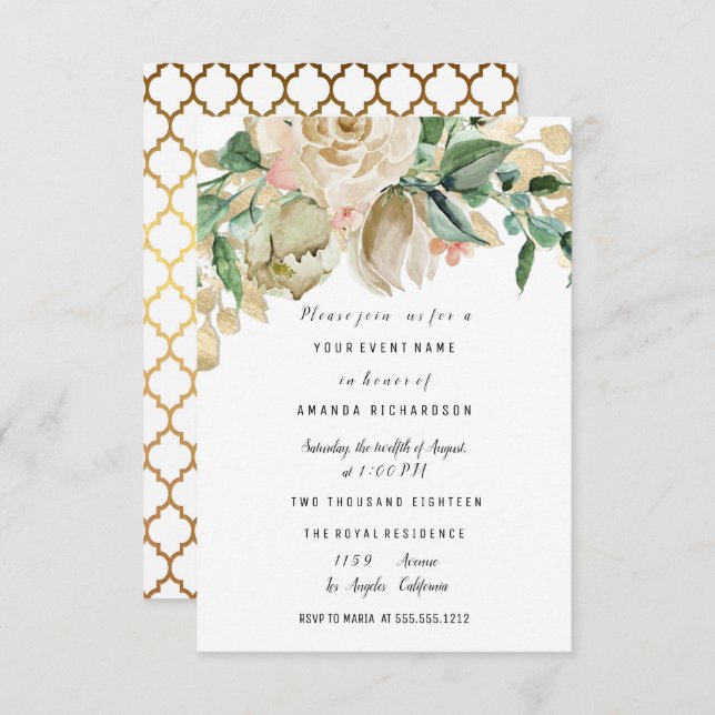 Invitación Rosa de la fiesta de cumpleaños de novia pintando  (Anverso / Reverso)