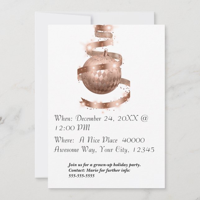 Invitación Rosa de la fiesta de Personalizable de oro (Reverso)