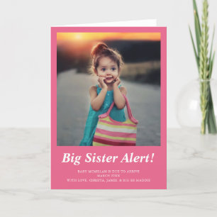 Invitación rosa de la foto de una hermana mayor de