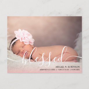 Invitación rosa de la foto de una niña bendecida c