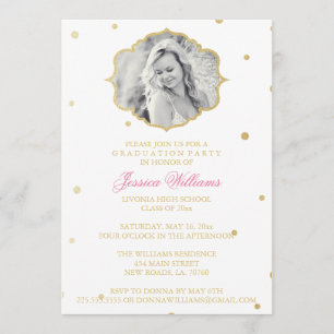Invitación Rosa de la graduación el   de Chevron del