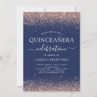 Rosa de la Marina Azul Quinceanera Oro Rubor Rosa