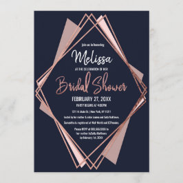 Invitación Rosa de la Marina de Oro Blue Mauve Geométrica Bri