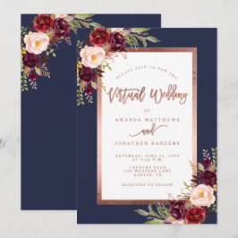 Invitación Rosa de la Marina Floral de Borgoña Boda virtual d