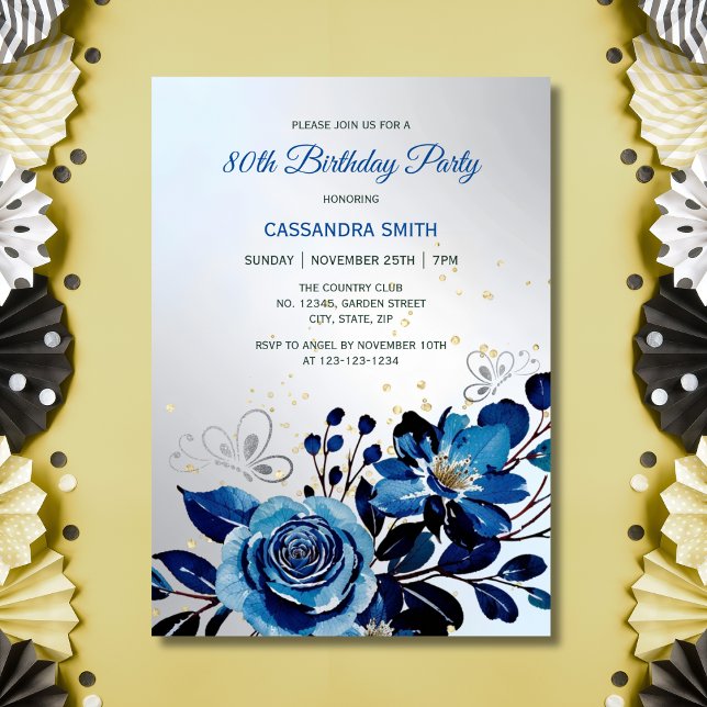 Invitación Rosa de la Marina Mariposa Purpurina de Oro Plata  (Subido por el creador)