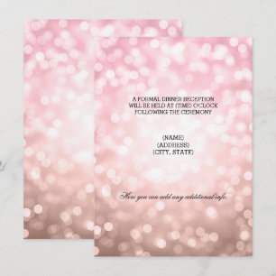 Invitación Rosa de la recepción de boda Luces rosadas Rubor