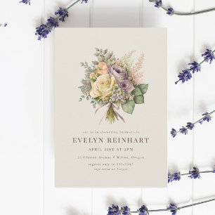 Invitación Rosa de la Vintage Bouquet Dusty Ducha Morada Brid