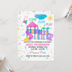 Invitación Rosa de la zona de juegos
