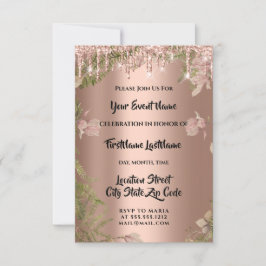Invitación Rosa de las gotas Boda de la novia Wreath Woodland
