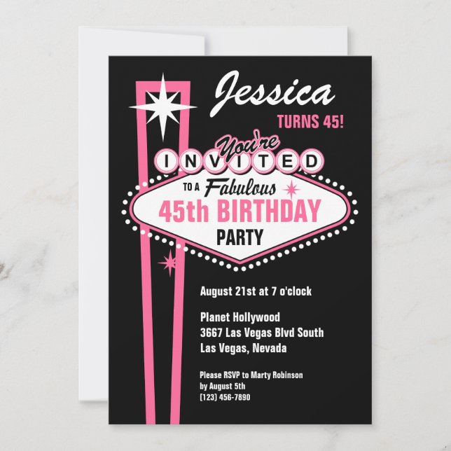 Invitación rosa de Las Vegas (Anverso)