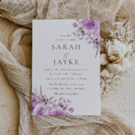 Invitación Rosa de lavanda moderna Boho Floral Boda