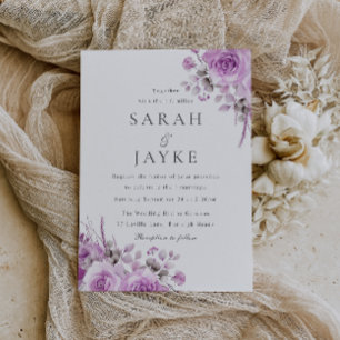 Invitación Rosa de lavanda moderna Boho Floral Boda