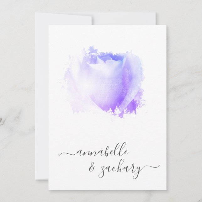 Invitación *~* Rosa de Lavanda QR Floral RSVP - Boda AR8 en (Anverso)