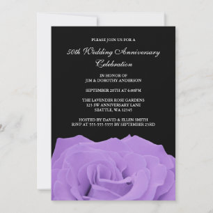 Invitación Rosa de lavanda y 50 años Boda negro