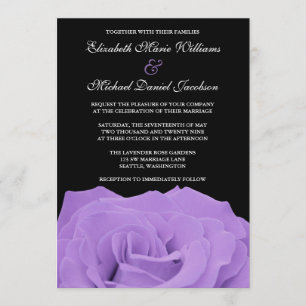 Invitación Rosa de lavanda y Boda negro