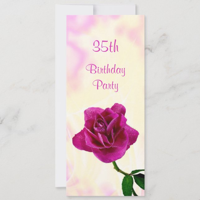 Invitación Rosa de Lilio Solitaria Cumpleaños 35 (Anverso)