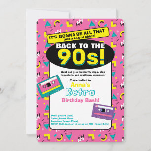 Invitación rosa de los 90