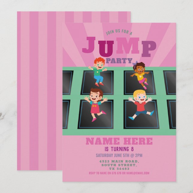 Invitación rosa de los Chicas de cumpleaños de tra (Anverso / Reverso)