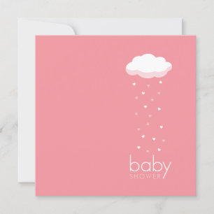 Invitación rosa de los corazones de lluvia Baby Sh