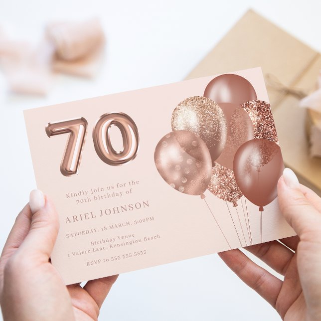Invitación Rosa de los Globos de Oro 70. Fiesta de cumpleaños (Subido por el creador)