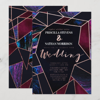 Invitación Rosa de lujo Boda de Mármol de pintura líquida de 