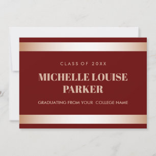 Invitación Rosa de lujo Gold Burgundy Photo Graduation