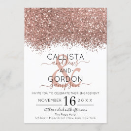 Invitación Rosa de lujo Oro Purpurina blanco Confetti Engagem