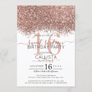 Invitación Rosa de lujo oro Purpurina blanco Confetti Sweet 1