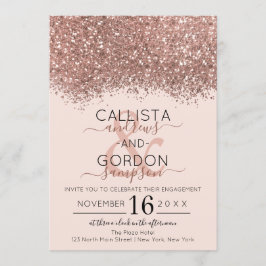 Invitación Rosa de lujo oro Purpurina rosado Confetti Engagem