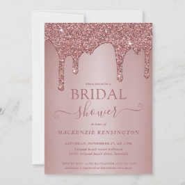 Invitación Rosa de lujo Purpurina de oro gotea ducha de novia