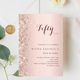Invitación Rosa de lujo rosa dorado