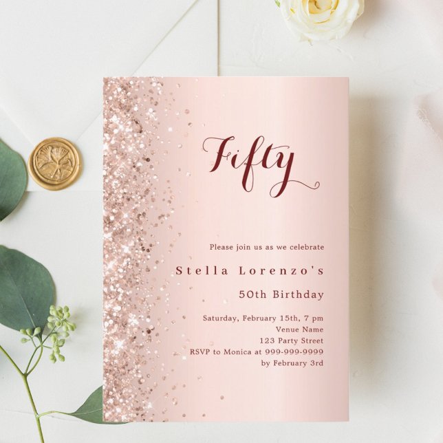 Invitación Rosa de lujo rosa dorado (Subido por el creador)
