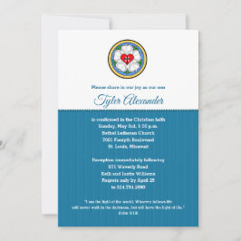 Invitación Rosa de Luther invita a la cruz sagrada azul