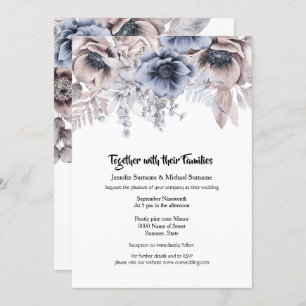 Invitación Rosa de madera rosa azul turquesa moda anémica