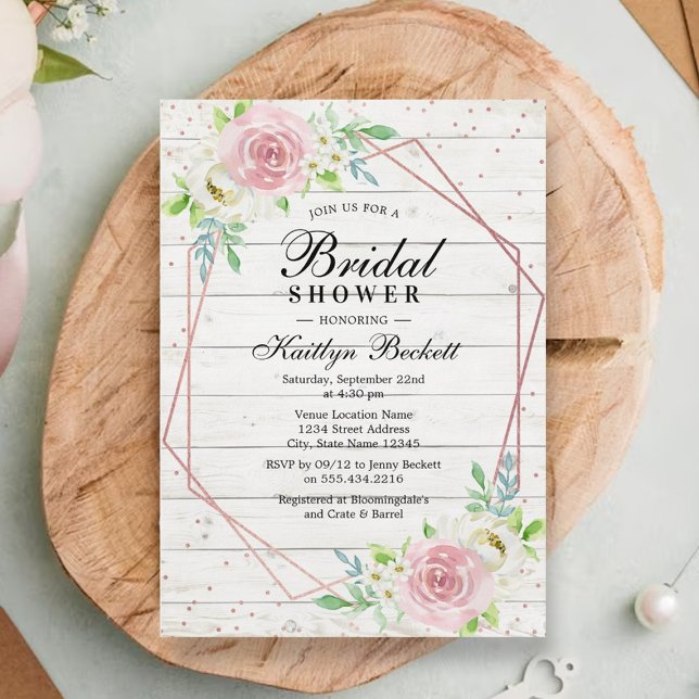 Invitación Rosa De Madera Rústica Relieve metalizado dorado F (Subido por el creador)